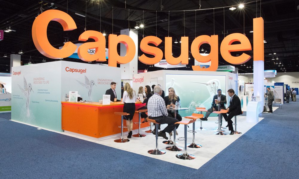 Messestand Capsugel, 30 × 30 ft – realisiert mit Punch, Inc. in San Diego